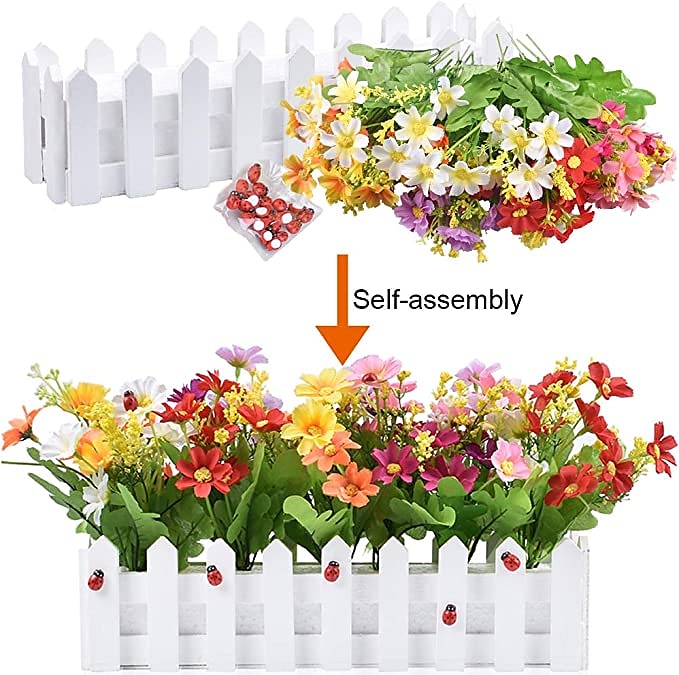 Künstliche Blumenpflanzen – gemischte Farbgänseblümchen im Lattenzauntopf für Innenbüro, Hochzeit, Heimdekoration, künstliche Blumen für Hochzeit, Bogen, Garten, Wand, Heimparty, Hotel, Büro, 2025 - $13.99 –P8