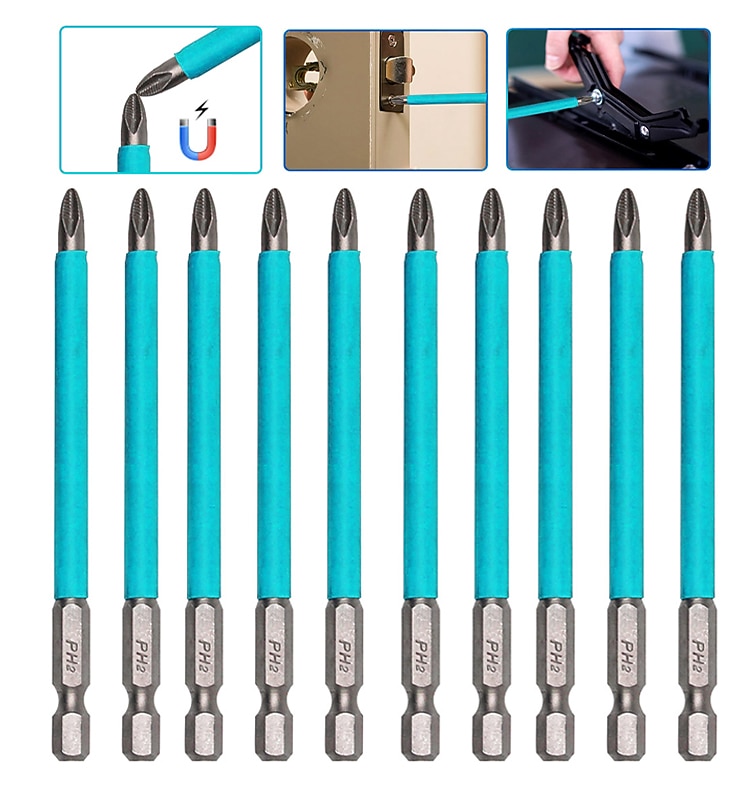Противоскользящая магнитная головка с крестообразной головкой, высокая твердость, ручная дрель, винт, электрическая отвертка 25, 50, 70, 90, 100, 125, 150 мм, ph2 2026 - $7.99 –P14