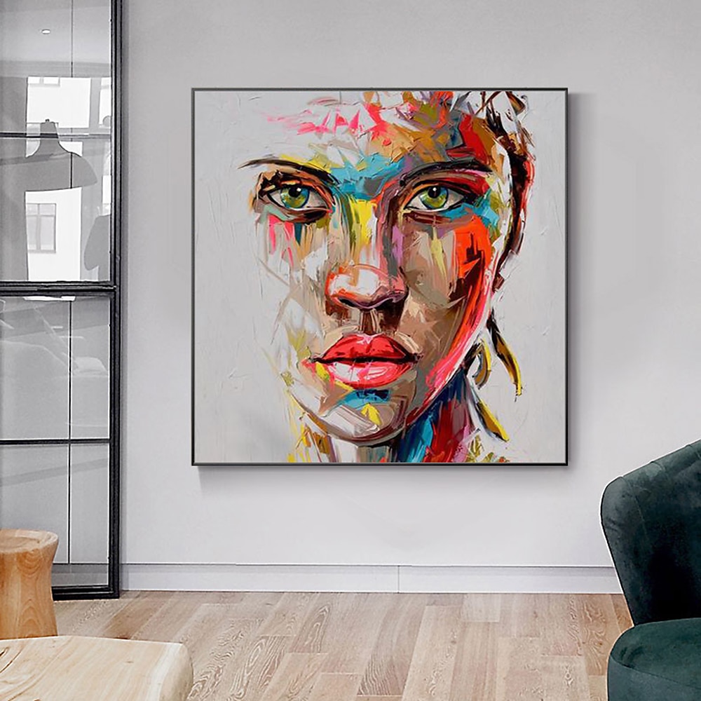 Mintura Handmade Girl Oil Painting On Canvas Abstract Wall Art Modern Home  Decor