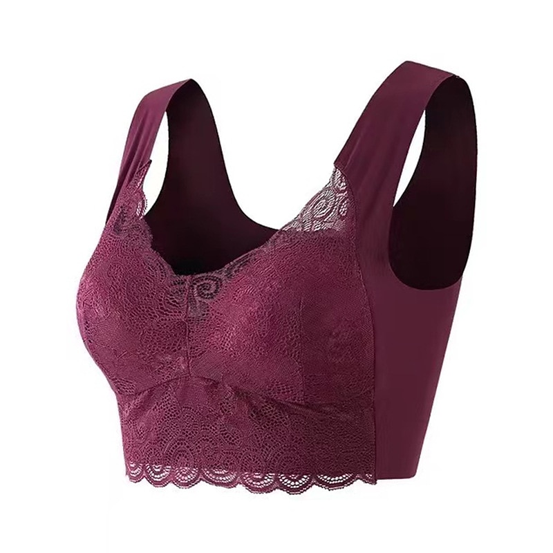 trådlösa behåar för kvinnor vadderade behåar full täckning v-hals andas push up spets ren färg pull-on stängningsdatum ledig daglig nylon sexig 1st svart blå/bh &amp; braletter / 1 st hemkläder 2025 - $11.99 –P10