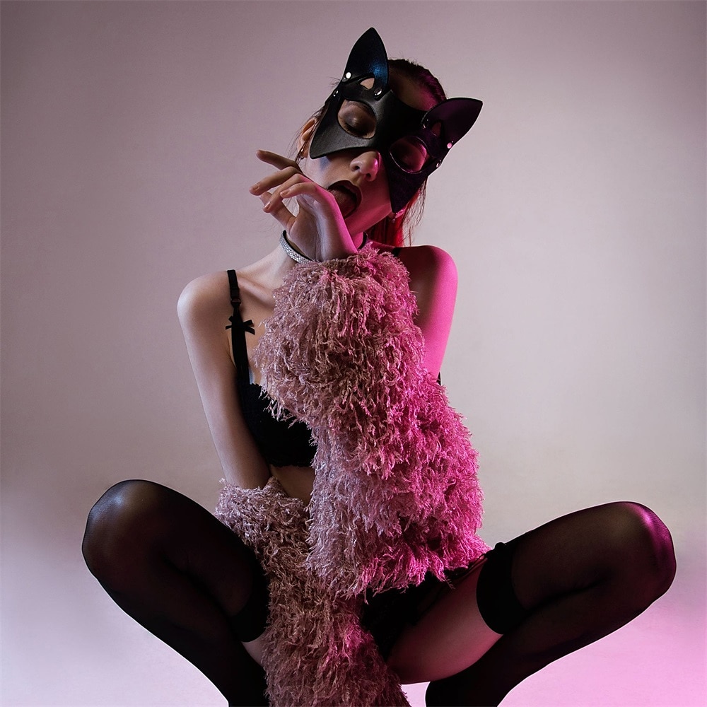 kůže sm kočka liška se zavázanýma očima flirtování cosplay prom cosplay maska sexuální hračky 2025 - $13.99 –P3