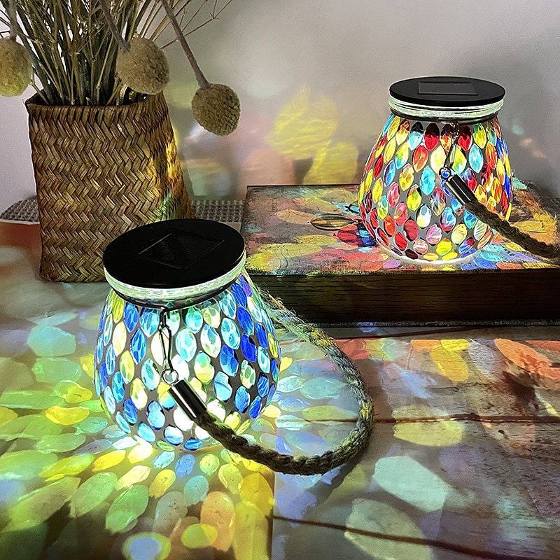luce solare esterna a mosaico luce di proiezione lanterna appesa luce giardino impermeabile atmosfera luce notturna giardino balcone vacanza prato paesaggio casa decorazione natalizia all'aperto del 2025 a $36.99 –P8