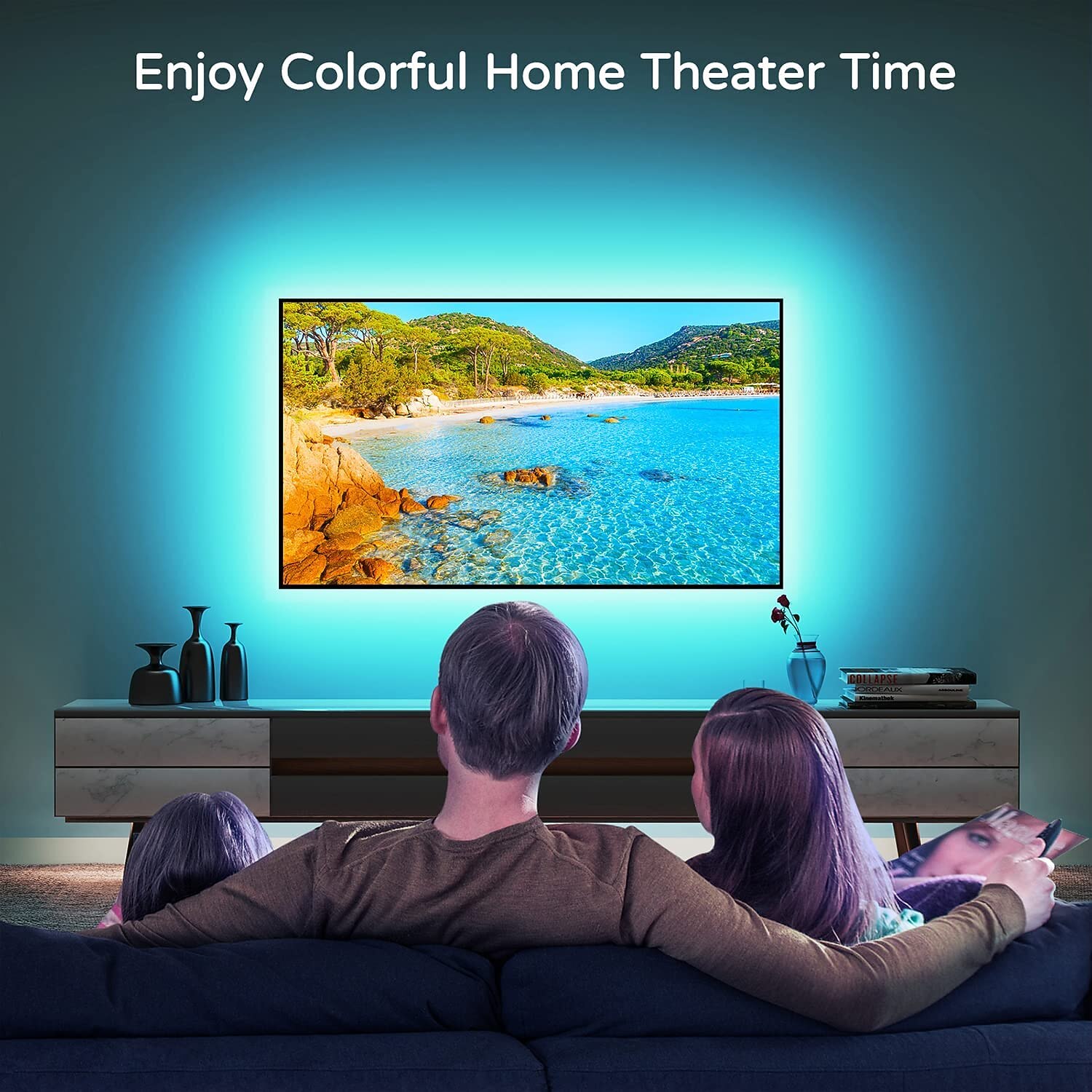 Bande lumineuse LED étanche avec télécommande, bandes lumineuses USB RVB multicolores, synchronisation de la musique Bluetooth, changement de couleur pour le rétroéclairage du téléviseur, la chambre, la cuisine, la fête et la décoration extérieure de 2025 ? $12.99 -P14