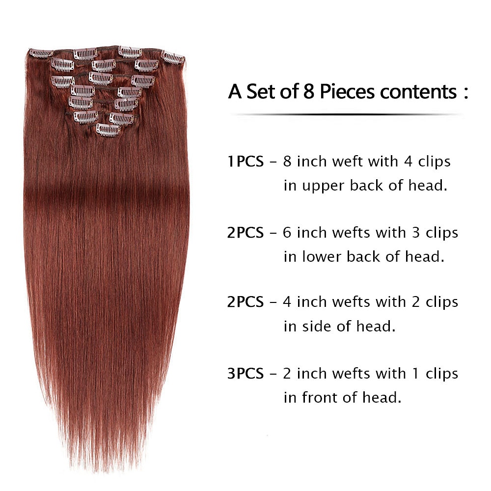 Clip In Hair Extensions Human Hair 8pcs Pack Straight Natural Color Hair Extensions 2025 - $105.99 –P2