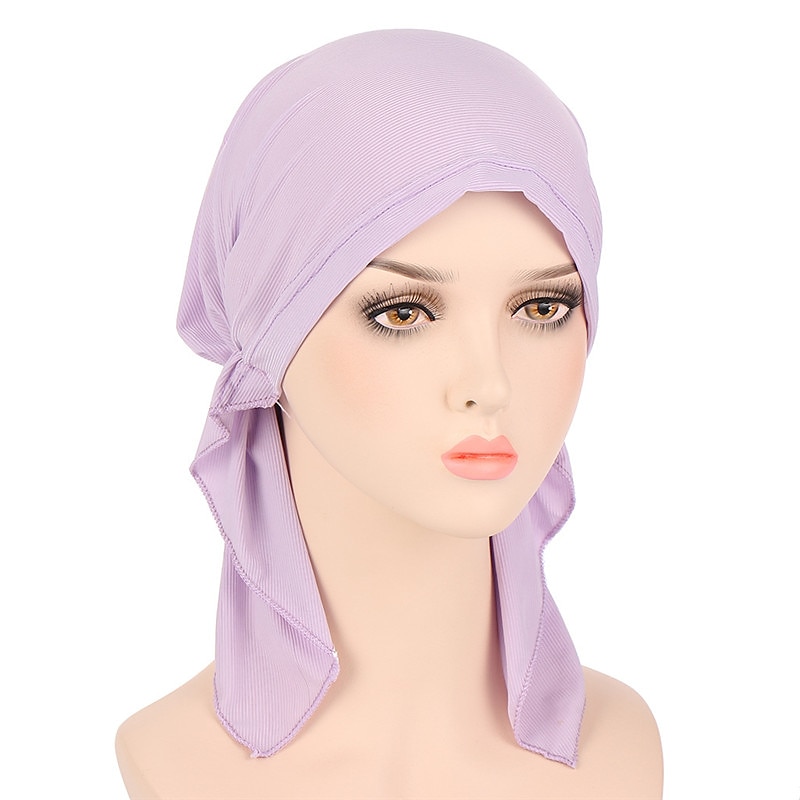 nuovo elastico di colore solido avvolgere la testa della sciarpa cappelli musulmano turbante cofano per le donne interno del cappello del hijab moda femminile turbanti cappellini del 2025 a $9.49 –P2