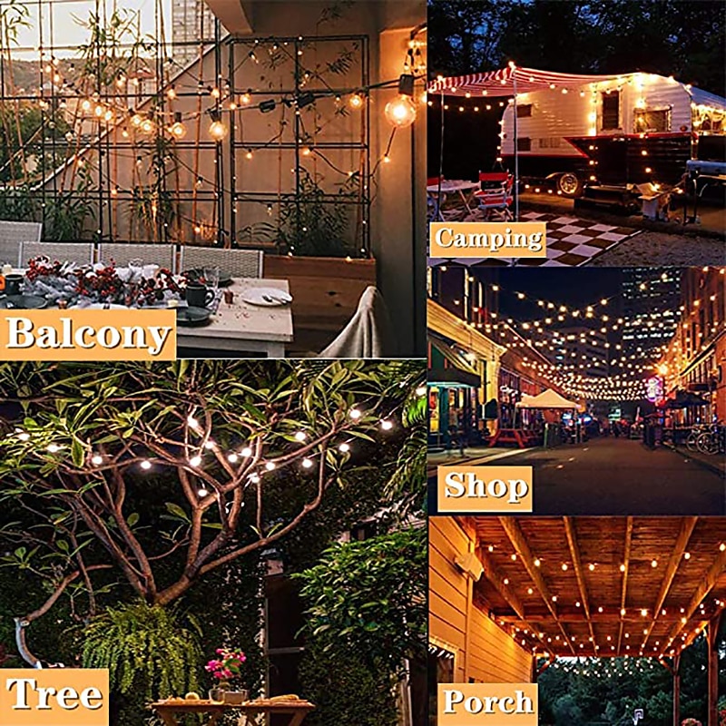Globe String Lights 15m/50FT 50LEDs G40 Outdoor Hanging Globe Patio Lights with 50 Clear Bulbs(2 Spare) UL Listed Connectable Backyard Lights for Indoor Outdoor Decor 50 Hanging Sockets E12 Base 5W Bulb Black 2025 - $60.99 –P14