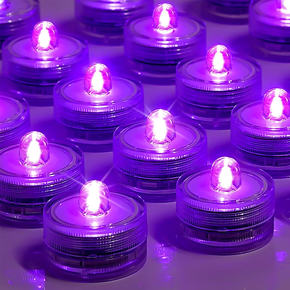 nedsenkbare led-lys 12 stk vanntett rgb undervannslys for bryllup telys badestamp dam akvarium svømmebasseng fest vase dekorasjon belysning 2025 - $17.49 –P8