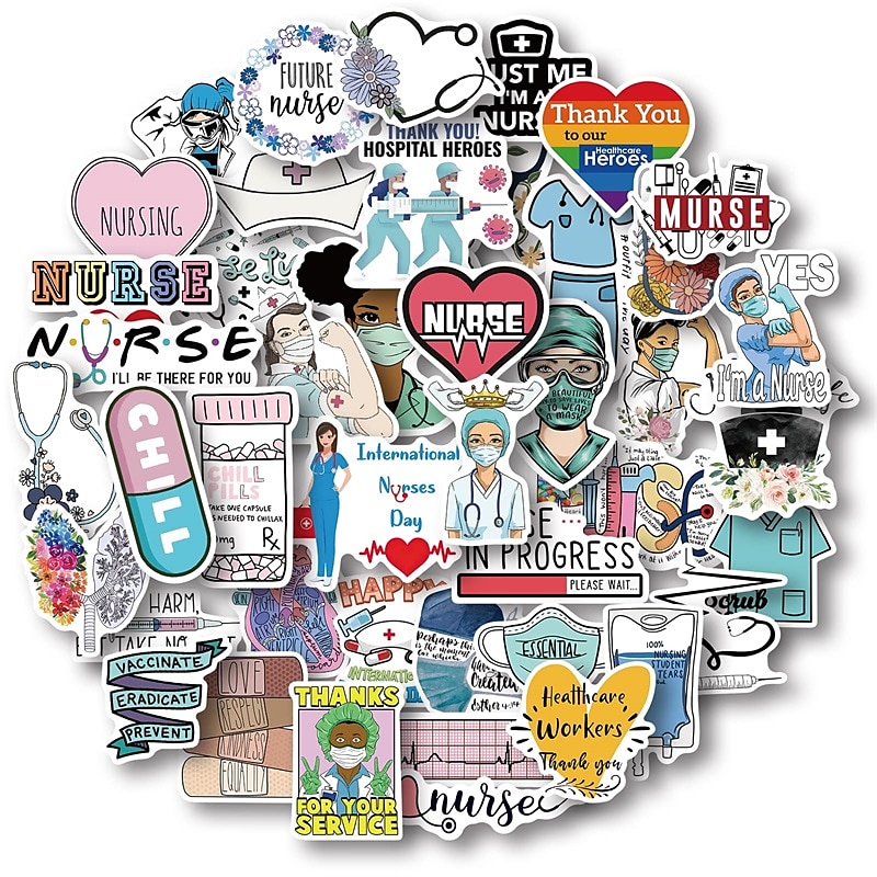 50 Pcs Nurse Stickers, Vinyl Nursing Stickers Decals for Laptops and Water  Bottles, Nurse Accessories for Work 2024 - $8.99