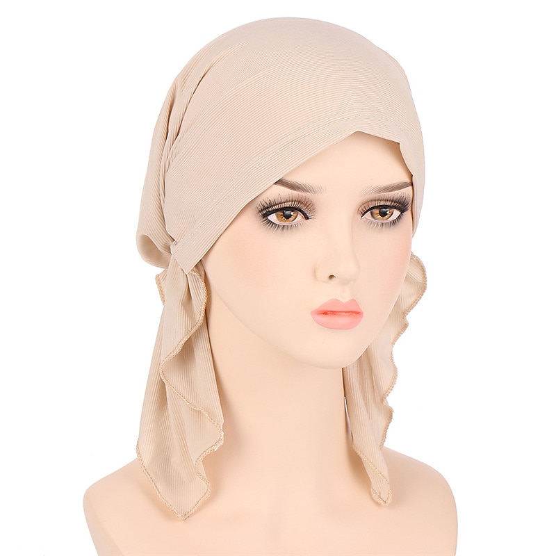 nuovo elastico di colore solido avvolgere la testa della sciarpa cappelli musulmano turbante cofano per le donne interno del cappello del hijab moda femminile turbanti cappellini del 2025 a $9.49 –P12