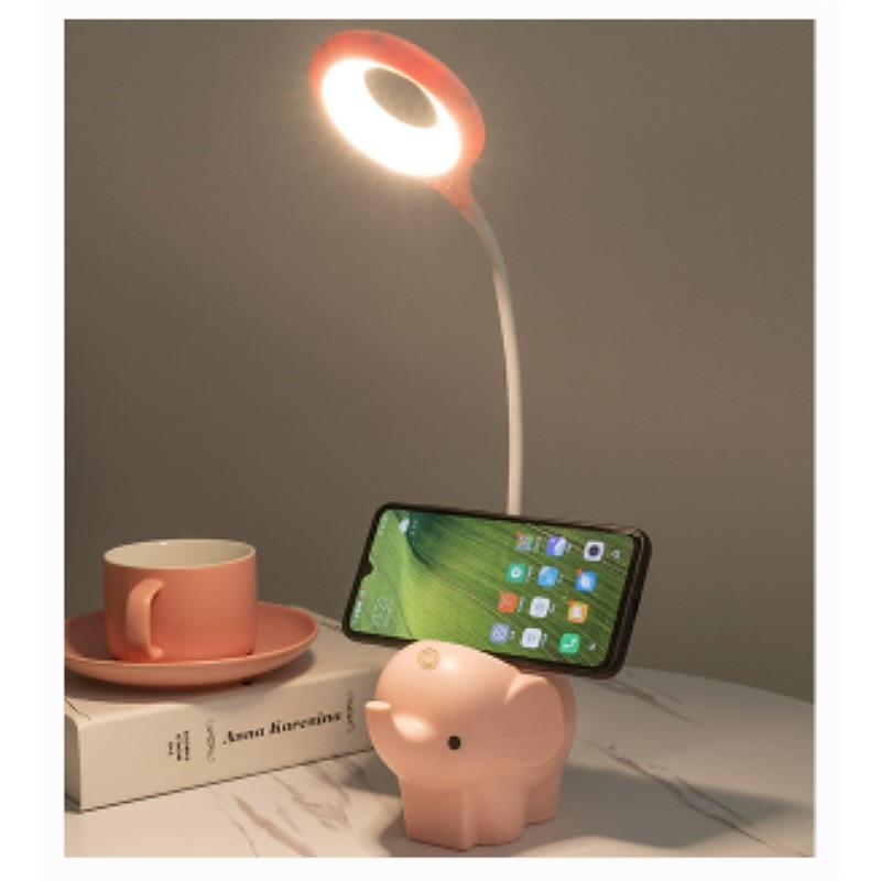 kreativ søt kjæledyr elefant dyr led skrivebordslampe usb ladeplugg plug-in dual-use 3-farger dimbart læringstilbehør lys søt nattbordslampe lærebordslampe nattlys 2025 - $17.49 –P9