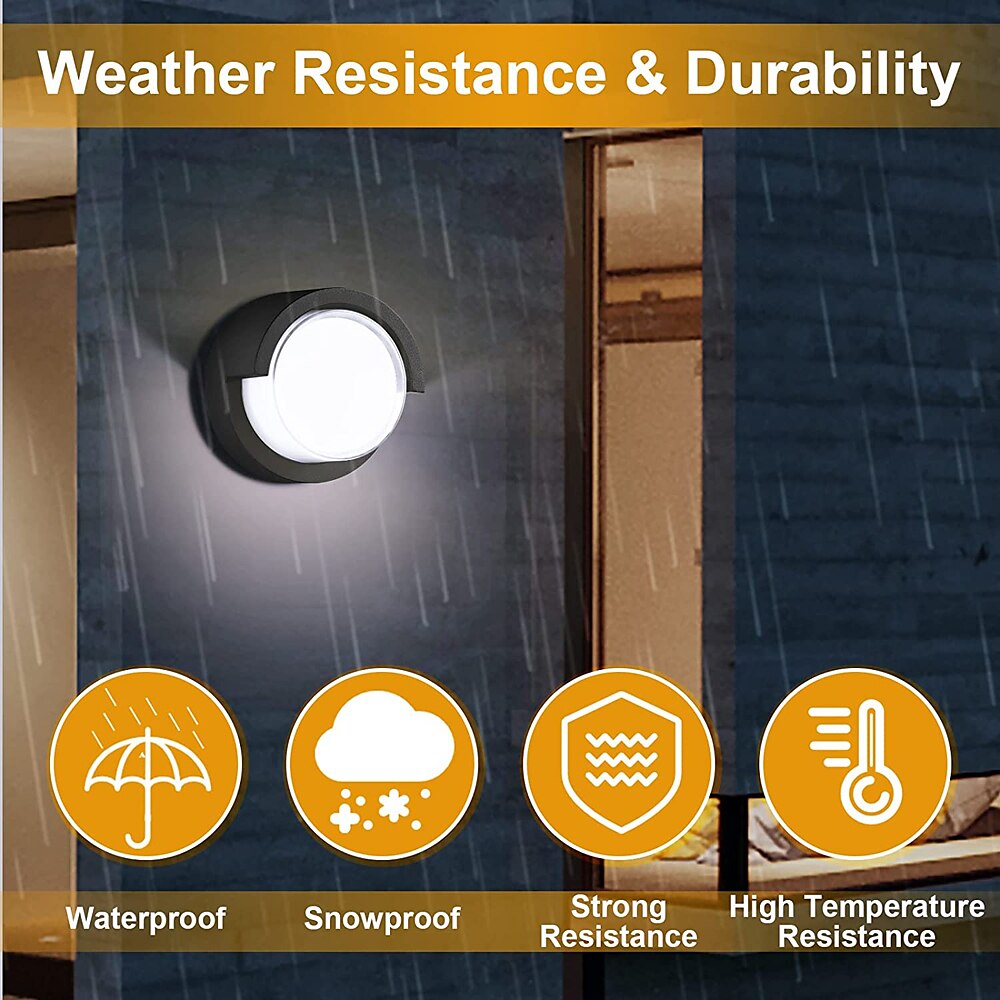 Outdoor Wall Lamp Porch Lamp 12W LED Matte Black Exterior Wall Lamp 3 Colors Can be Changed Suitable for Installing Wall Courtyard Lamp Garage Aisle Backyard Garden AC85-265V 2025 - $82.99 –P4