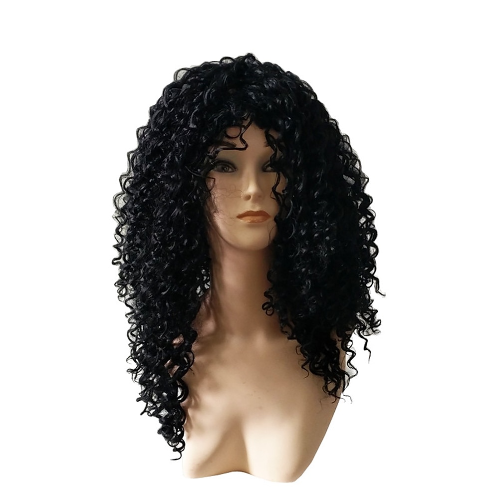 Synthetic Wig Afro Curly Asymmetrical Machine Made Wig Medium Length Black Synthetic Hair Women's Soft Classic Easy to Carry Black / Daily Wear / Party / Evening 2025 - $37.99 –P3