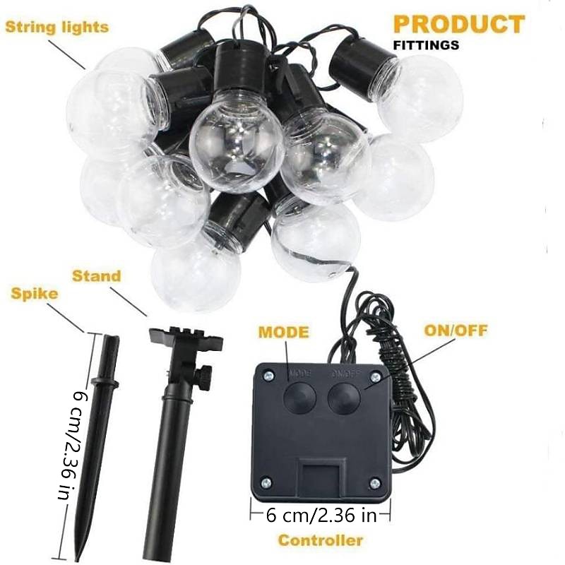 elegante festa di ricevimento di nozze luci a globo per esterni luci solari a led per matrimonio 6m-30 lampadine 5m-20 lampadine luci da giardino per matrimonio impermeabili per layout di festa di del 2025 a $43.99 –P2