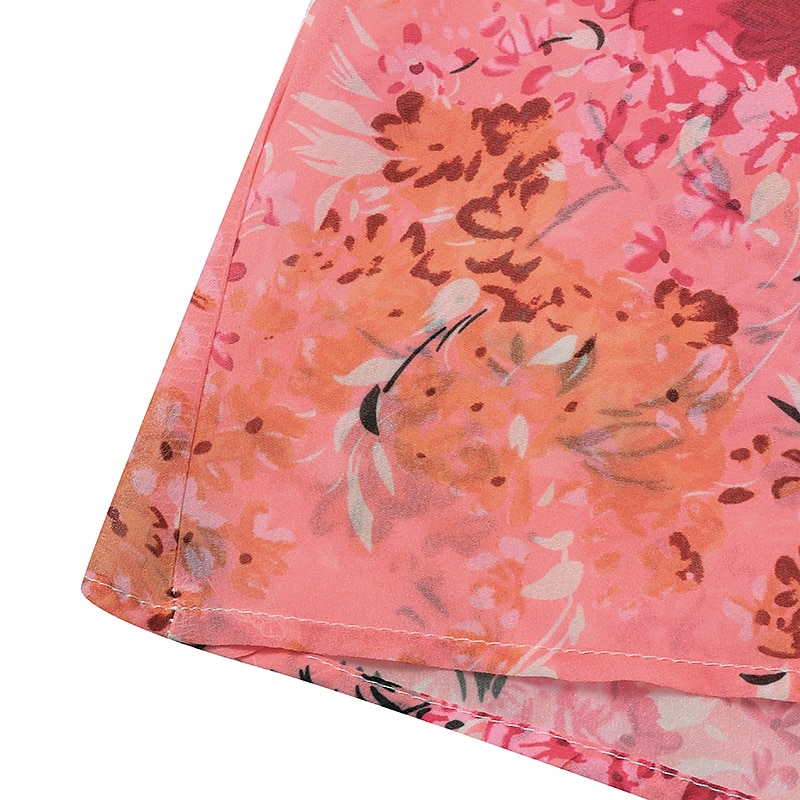 damen swingkleid maxi langes kleid rosa langarm floral print frühling sommer tiefes v elegant boho 2022 s m l xl xxl xxxl 2025 - $33.99 –P11