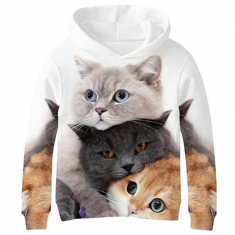 Boys 3D Animal Cat Hoodie Long Sleeve 3D Print Spring Fall Active Sports Fashion Kids 3-13 Years Outdoor Daily Indoor Regular Fit 2026 - $18.99 –P1
