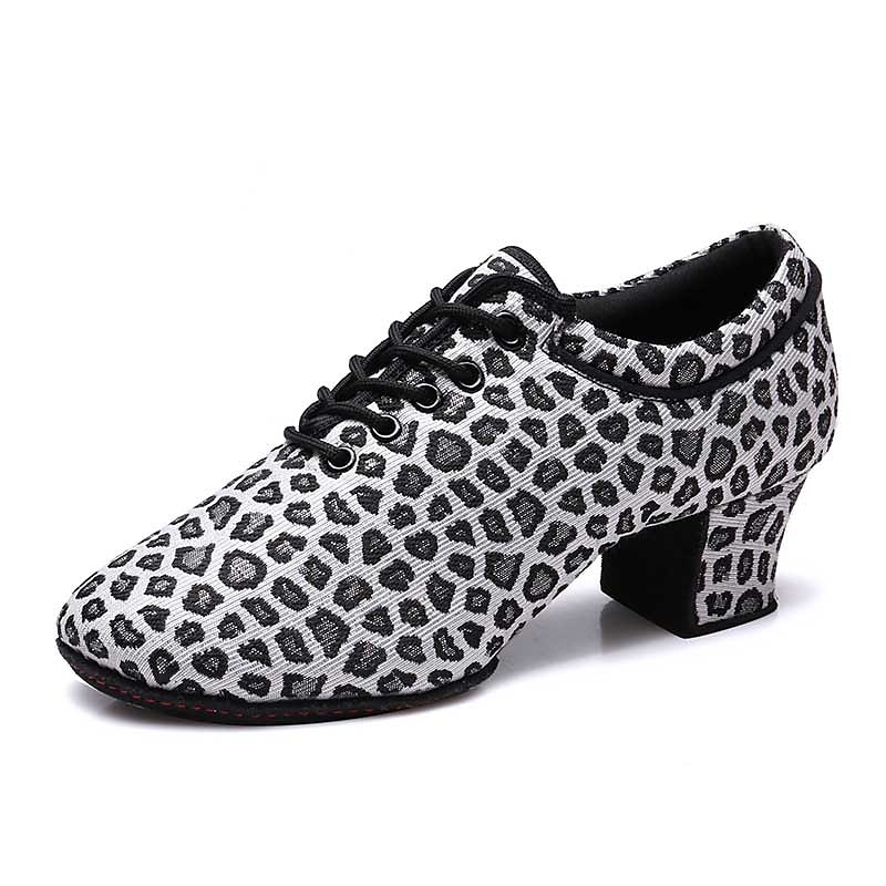 Women's Leopard Print Latin Dance Shoes – Lace-Up Low Heel Ballroom Practice Shoes with Suede Sole for Salsa, Tango & Performance 2025 - $42.99 –P4