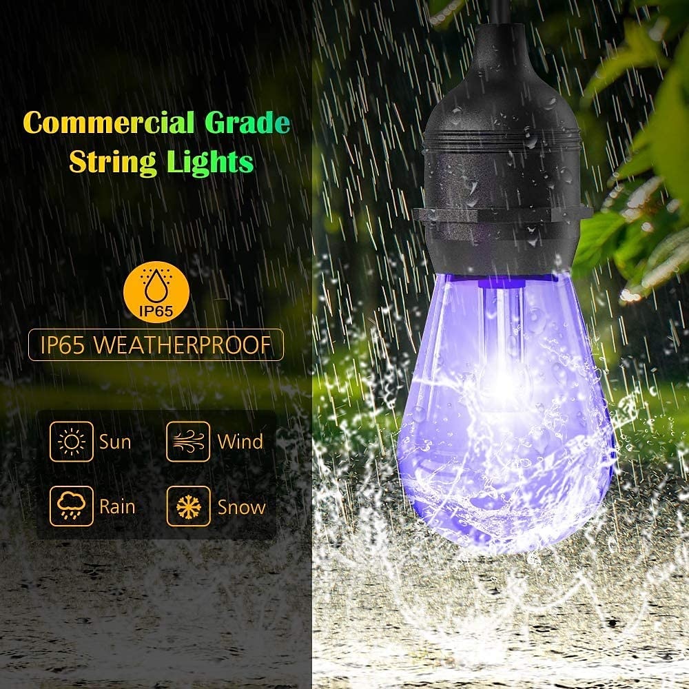 Globe String Lights 15m 15LEDs Outdoor RGB Color Changing 0.5W S14 Edison Shatterproof Plastic Bulbs IP65 Waterproof with Remote Control Suitable for Yard Porch Cafe Backyard Garden 2026 - $115.99 –P5