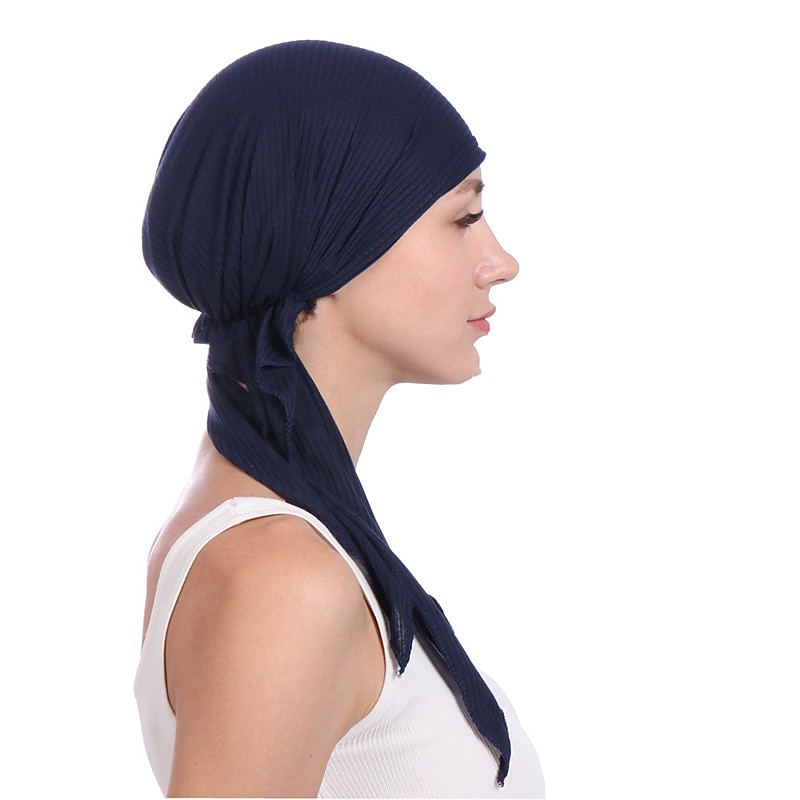 Nuevo algodón elástico color sólido envoltura cabeza bufanda sombreros musulmán turbante capó para mujeres interior hijab sombrero moda mujer turbantes gorras 2025 - $12.99 –P8