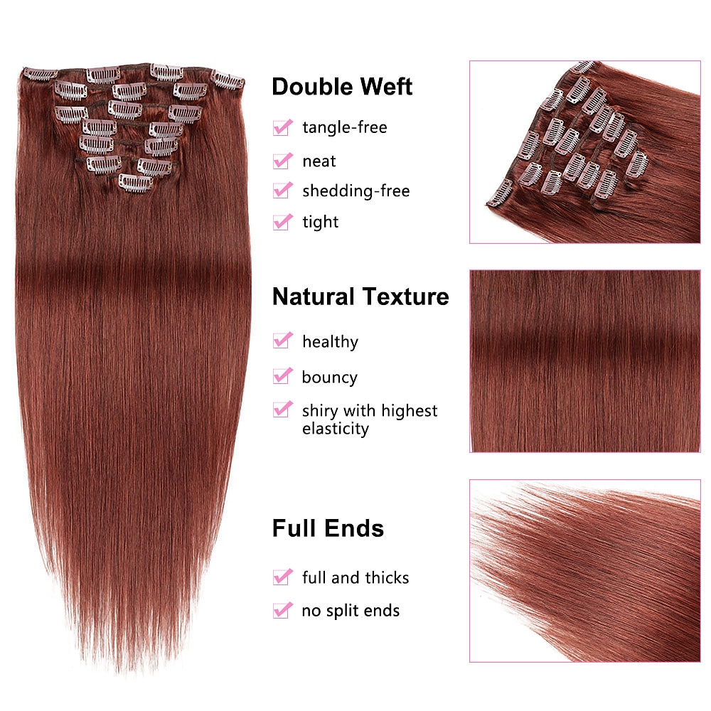 Clip In Hair Extensions Human Hair 8pcs Pack Straight Natural Color Hair Extensions 2025 - $105.99 –P5