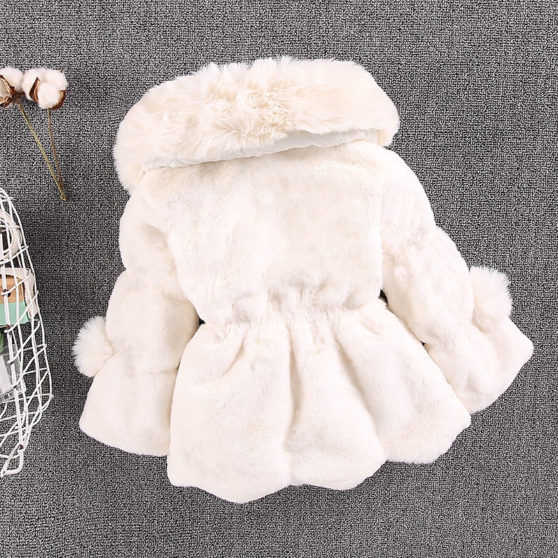 Kinderen Voor meisjes Jas van imitatiebont Effen Kleur Actief Veters School jas bovenkleding 2-8 jaar Winter Zwart Wit Rood 2025 - $28.99 –P9