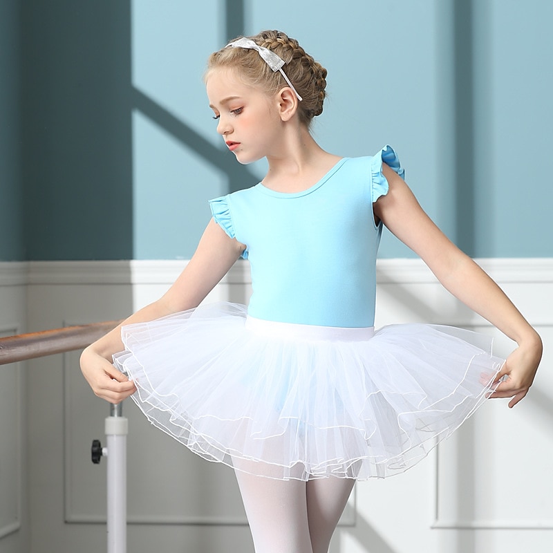 Kids' Dancewear Ballet Skirts Pure Color Splicing Tulle Girls' Training Performance Cap Sleeve High Cotton Blend Tulle 2025 - $17.99 –P5