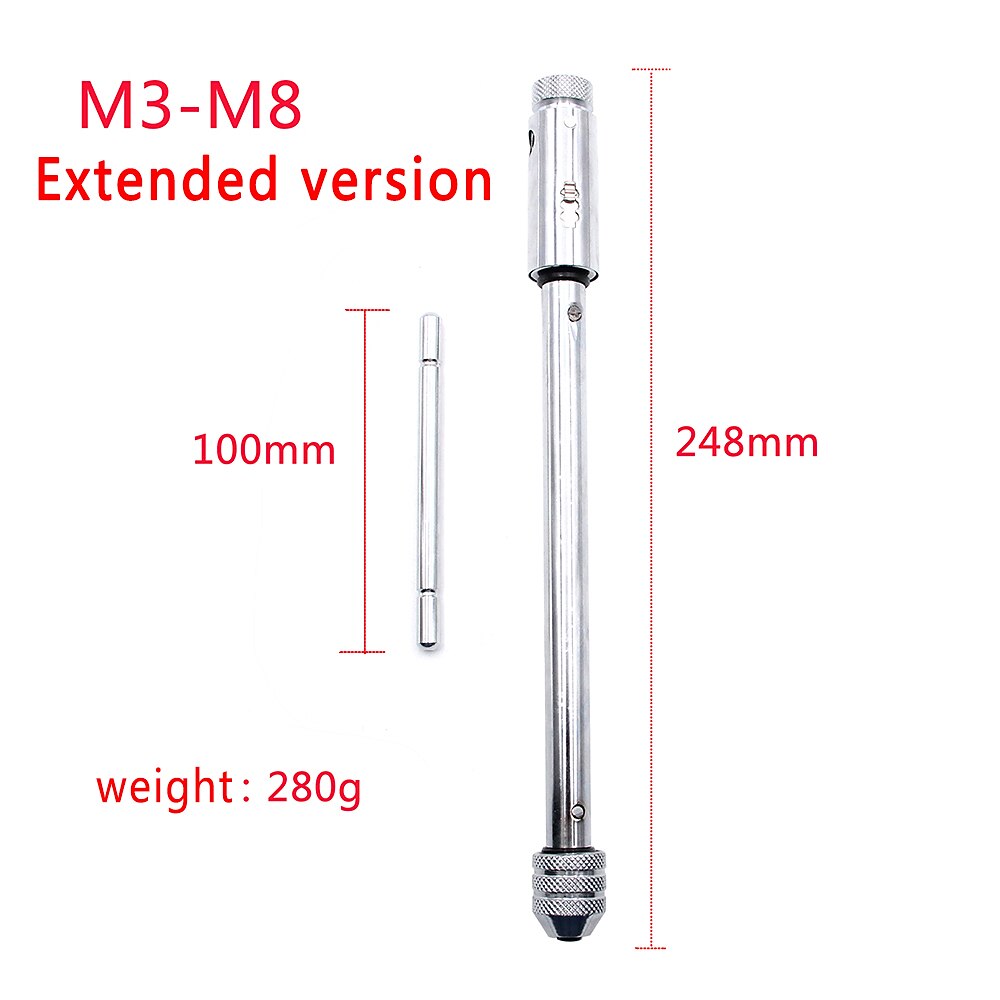 Adjustable Silver T-Handle Ratchet Tap Holder Wrench with 5pcs M3-M8  Machine Screw Thread Metric Plug T-shaped Tap 2025 - $8.99 –P10