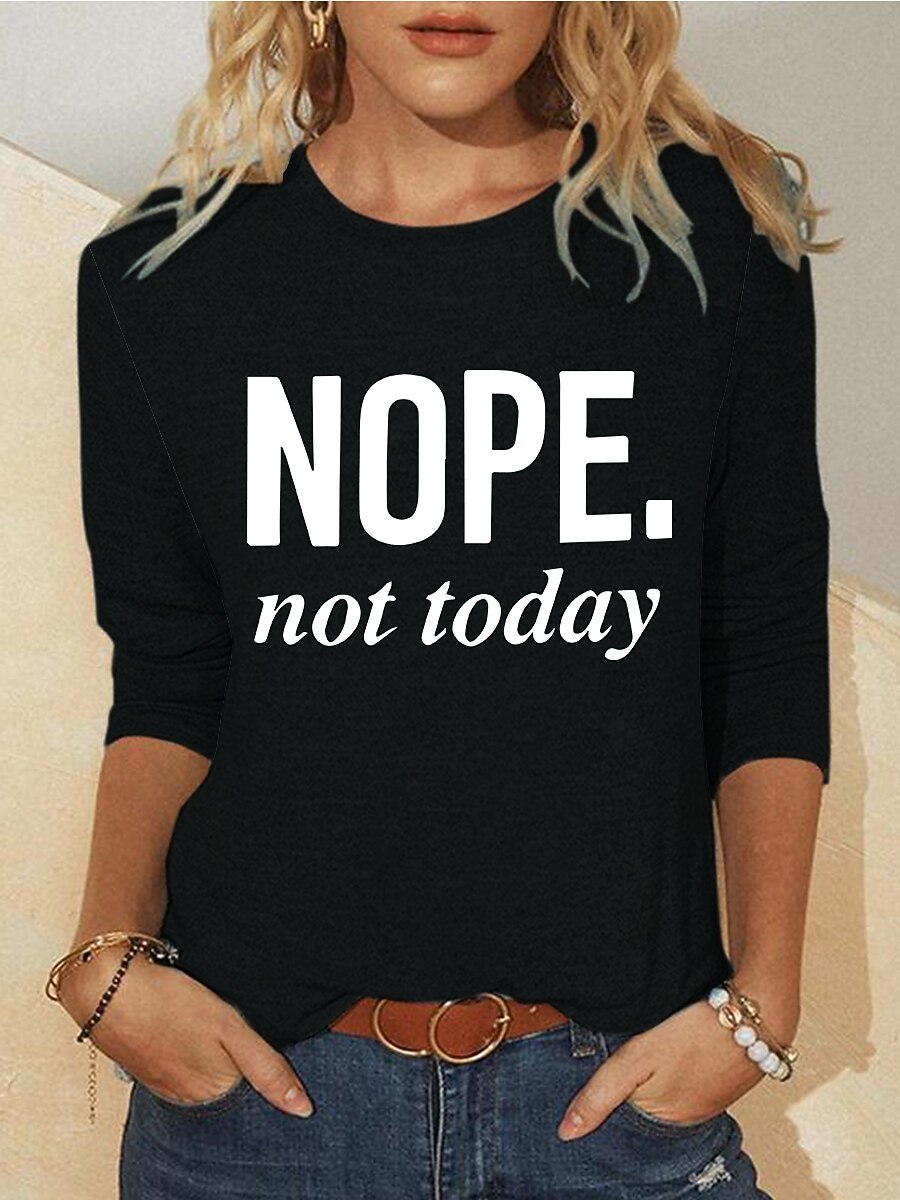 Women's Blouse Basic Letter Basic Round Neck Regular Fall Green Blue Dark Pink Khaki Dark Gray 2025 - $11.99 –P1