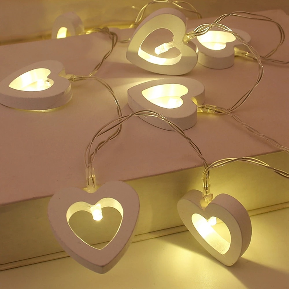 élégante réception de mariage fête 3m 20led amour coeur led guirlande lumineuse en bois guirlandes lumineuses pour fenêtre chambre intérieur extérieur décor décoration de fête de mariage de Noël de 2025 ? $11.99 –P5