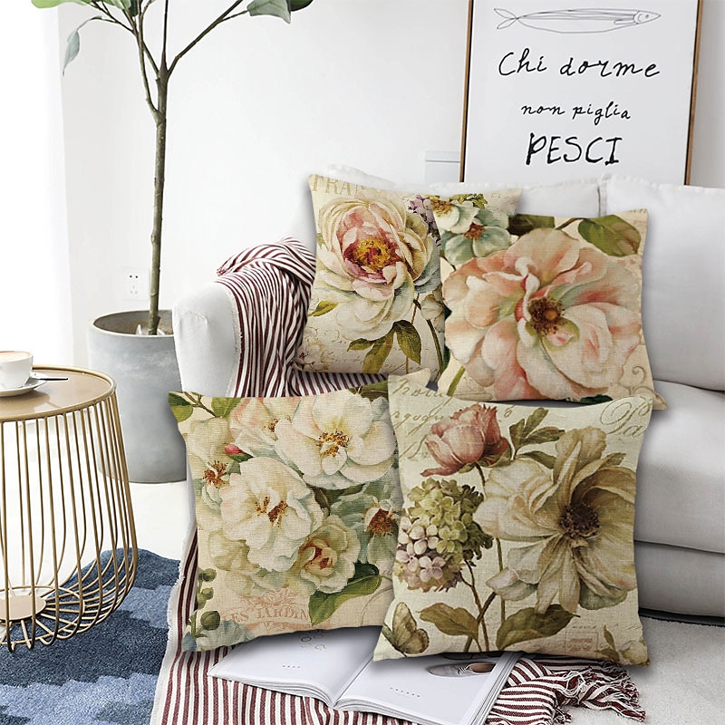 capa de almofada lateral dupla floral 4 unidades quadradas decorativas macias capa de almofada capa de almofada fronha para sala de estar do quarto almofada interior lavável à máquina de qualidade de 2025 por $28.99 –P12