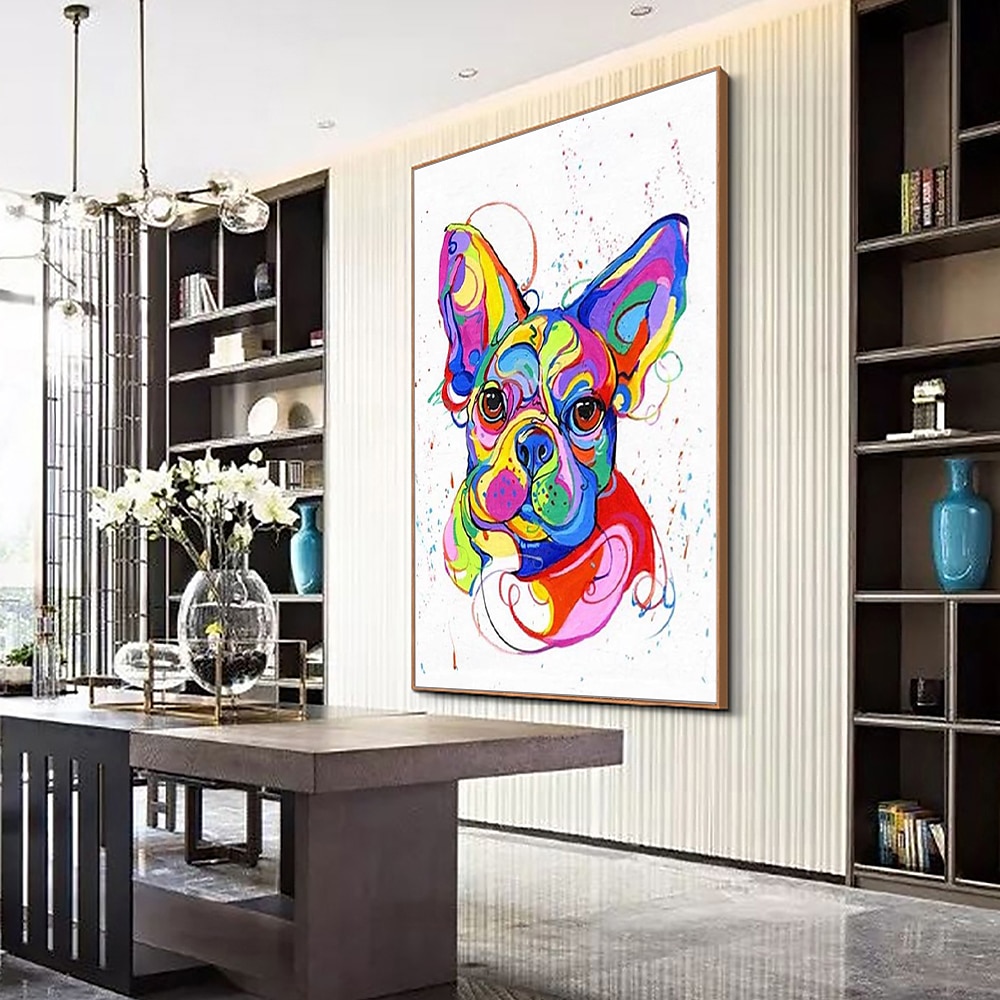 pinturas a óleo de animais de cachorro feitos à mão mintura em tela decoração de arte de parede moderna imagem abstrata para decoração de casa rolada sem moldura pintura não esticada de 2026 por $74.99 –P6