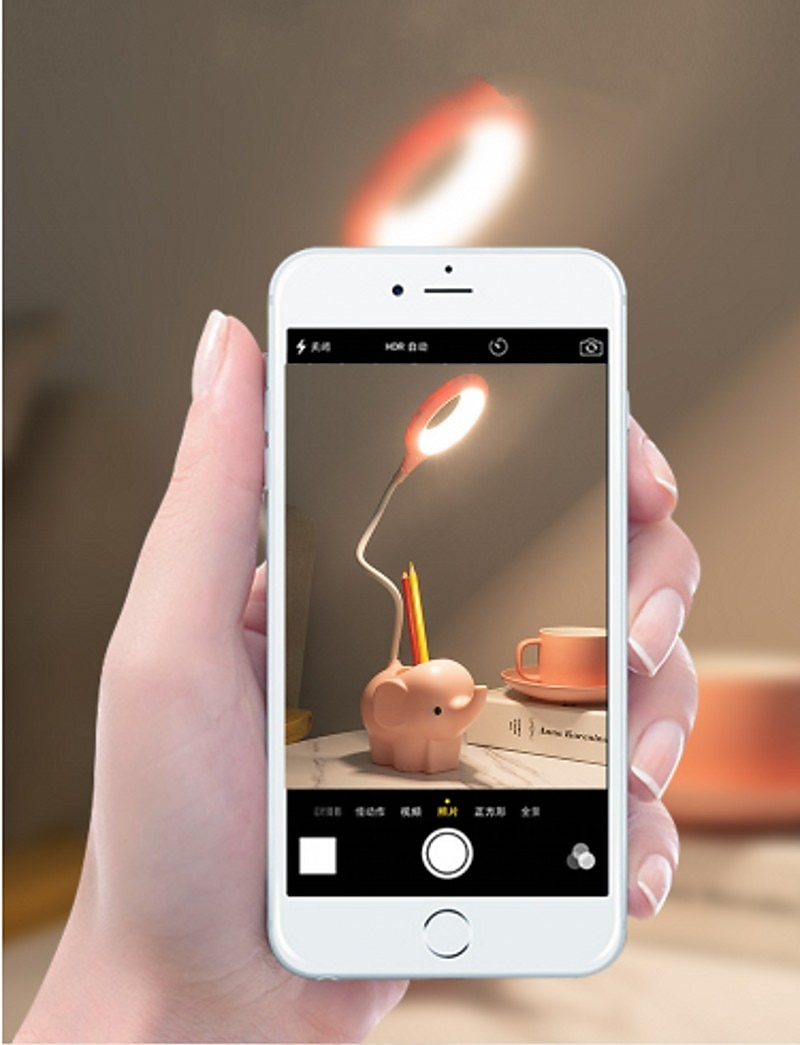 kreativ søt kjæledyr elefant dyr led skrivebordslampe usb ladeplugg plug-in dual-use 3-farger dimbart læringstilbehør lys søt nattbordslampe lærebordslampe nattlys 2025 - $17.49 –P5