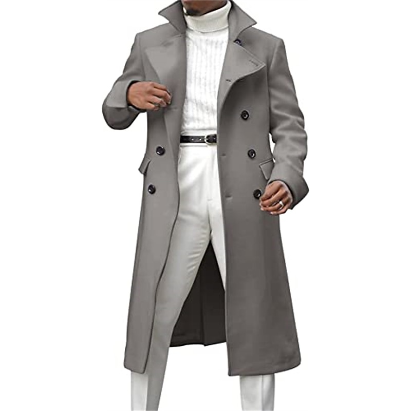 Herren Wintermantel Peacoat Geschäft Casual Winter Polyester Windundurchlässig warm halten Oberbekleidung Bekleidung Stilvoll Casual nicht druckbar Einfarbig Tasche Ständer Einreihiger Verschluss 2025 - $74.99 –P4