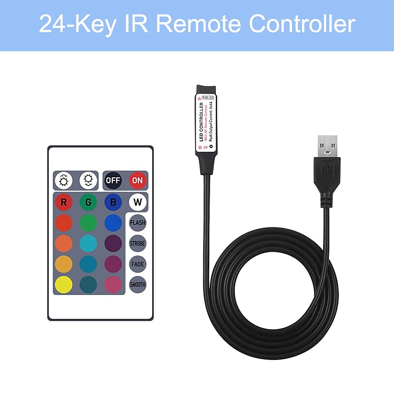 Bande lumineuse LED étanche avec télécommande, bandes lumineuses USB RVB multicolores, synchronisation de la musique Bluetooth, changement de couleur pour le rétroéclairage du téléviseur, la chambre, la cuisine, la fête et la décoration extérieure de 2025 ? $12.99 -P19