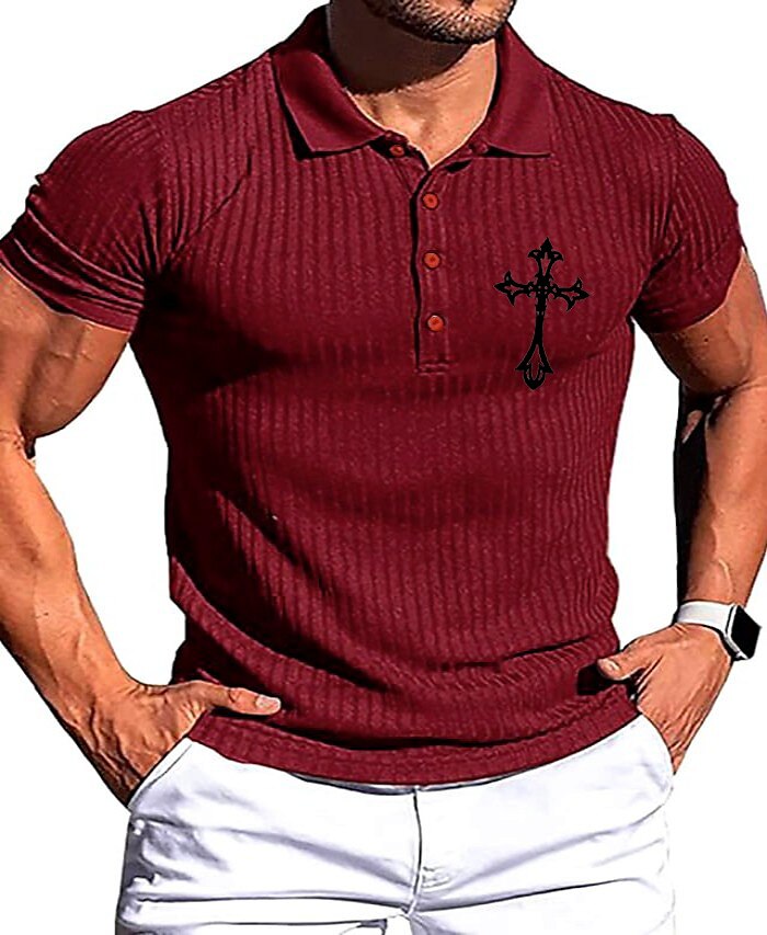 Gnvviwl Men's Muscle V Neck Polo Shirts Slim Fit Solid Short Sleeve Cotton  Golf T-Shirts Ribbed Knit Soft Tees