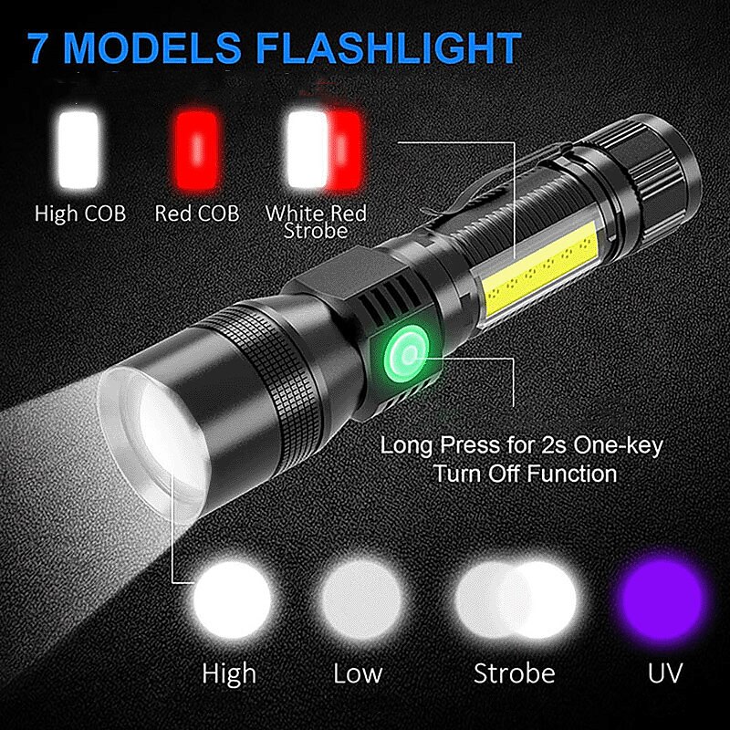 LED подсветка Ультрафиолетовые фонари UV вспышка Водонепроницаемый 1200 lm Светодиодная лампа LED 2 излучатели 7 Режим освещения с батарейками и USB кабелем 2025 - $25.99 –P1