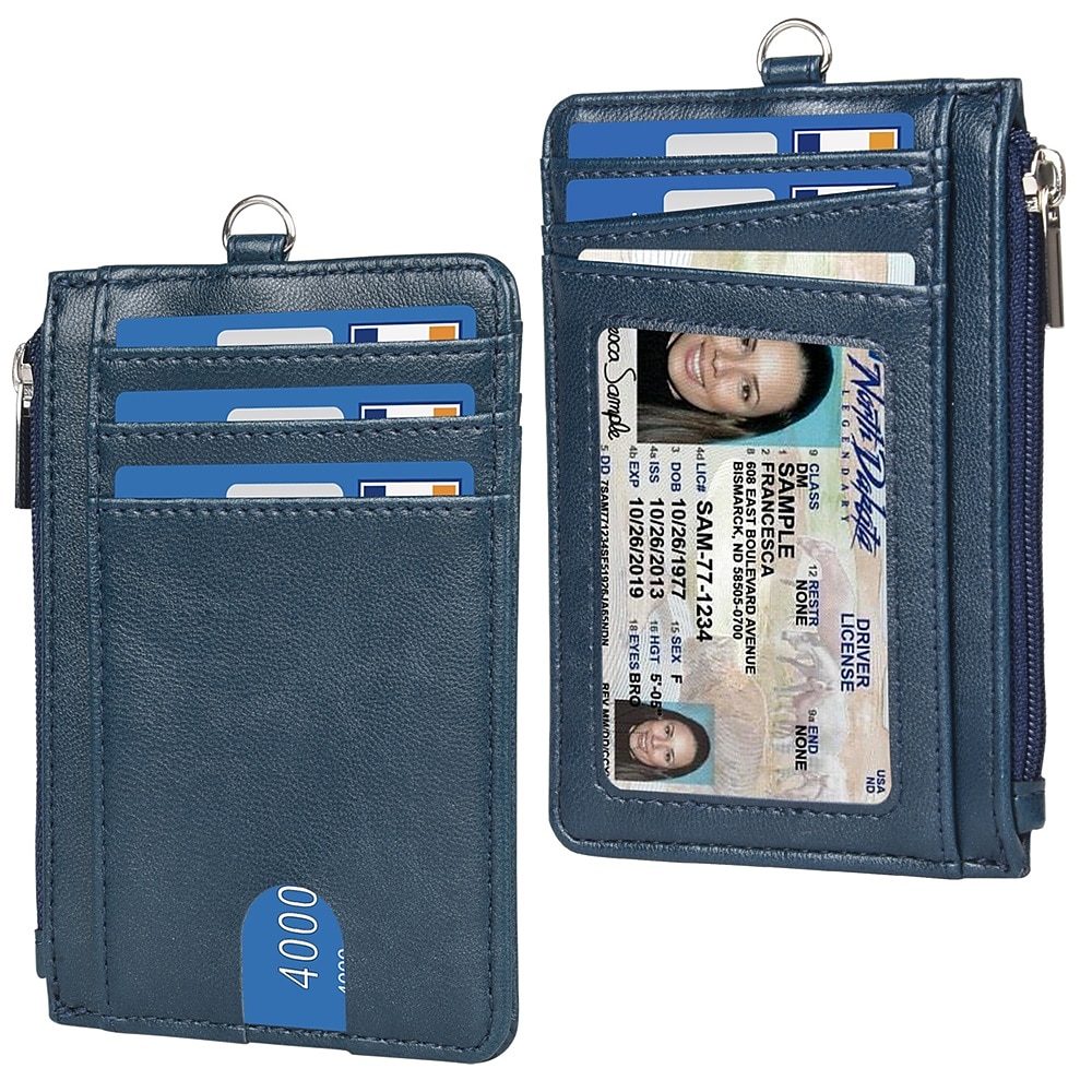 Leather Credit Card Holder Men Women Rfid Business ID Badge Case Porte Bus Card Pass Name Card Cover Slim Wallet With Lanyard 2025 - $18.99 –P8