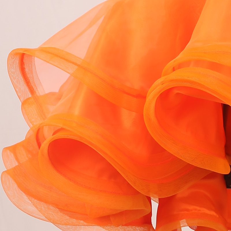 dans salsa latinsk dansklänning cascading volanger split joint kvinnors träningsprestanda ärmlös hög spandex organza salsa trikå 2025 - $73.99 –P6