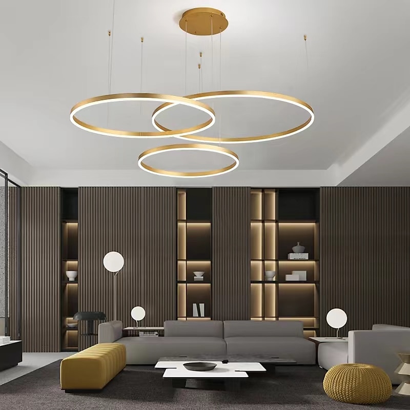 moderna lampada a sospensione a led, lampadario a 3 anelli dimmerabile con telecomando lampada a sospensione circolare per camera da letto cucina isola soggiorno sala da pranzo foyer del 2025 a $499.99 –P2