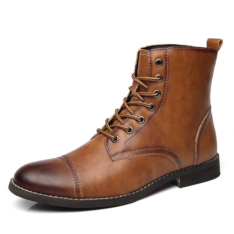 bottines à lacets marron pour hommes – similicuir avec doublure en peluche chaude et semelle antidérapante durable, idéales pour les tenues décontractées d'hiver de 2025 ? $59.99 –P5