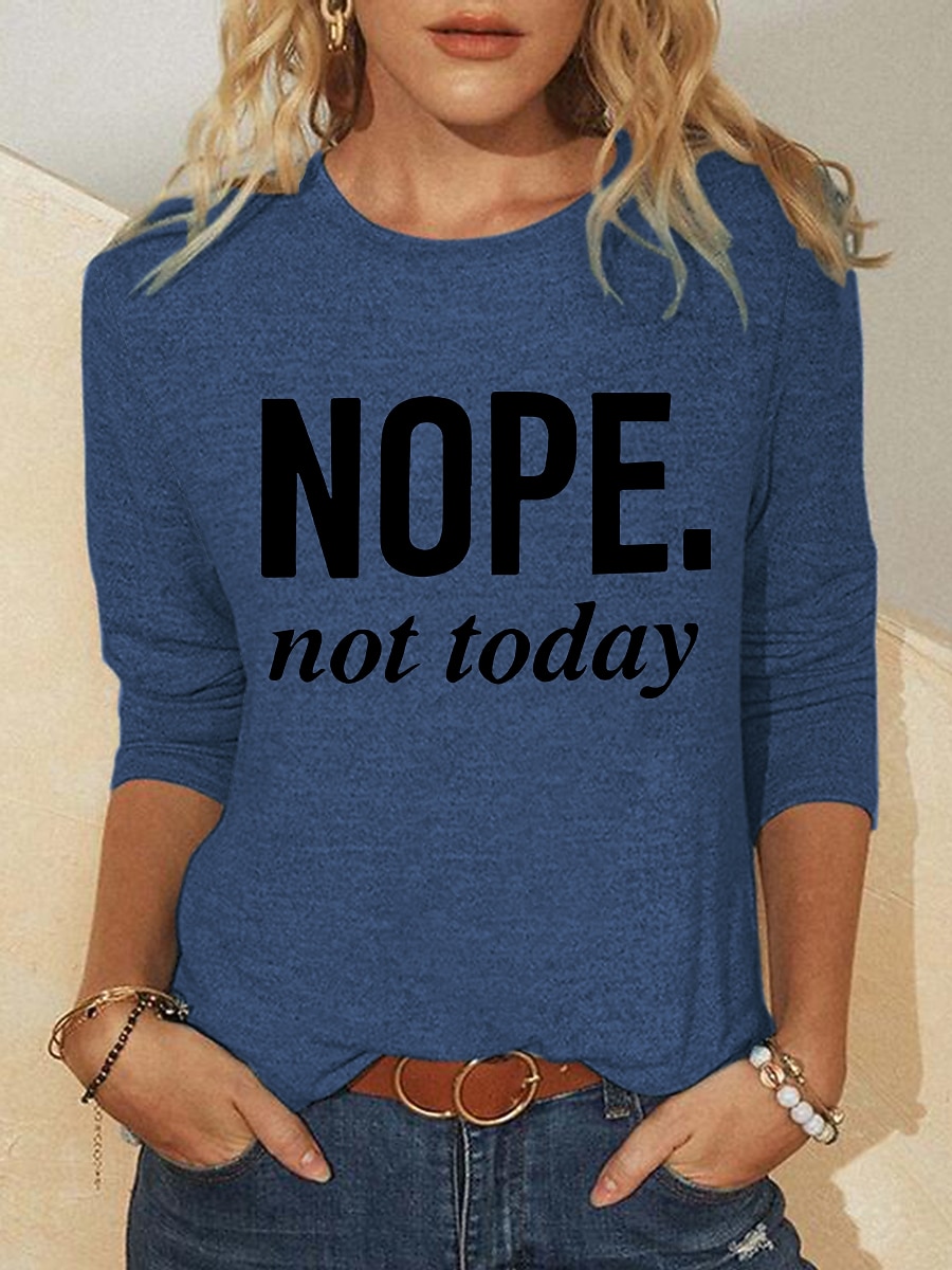 Women's Blouse Basic Letter Basic Round Neck Regular Fall Green Blue Dark Pink Khaki Dark Gray 2025 - $11.99 –P5
