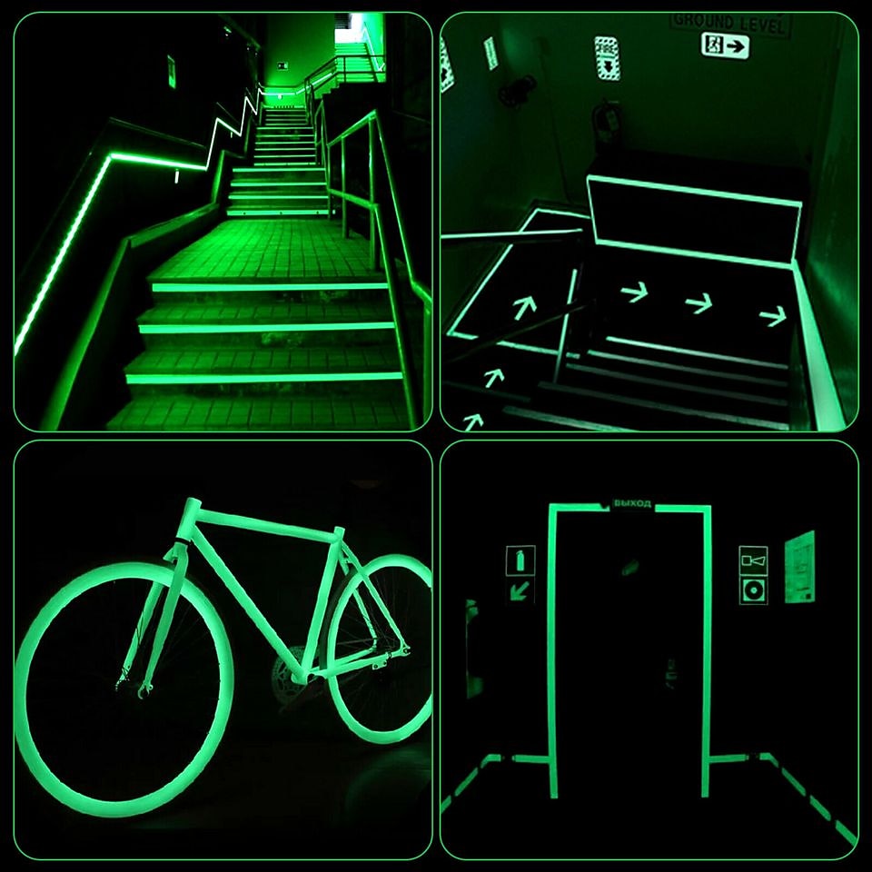 Cinta autoadhesiva que brilla en la oscuridad, cinta adhesiva luminosa segura para la luz, 1m x 3cm, resistente al agua, extraíble, duradera, portátil, estable, de seguridad 2025 - $9.49 –P4