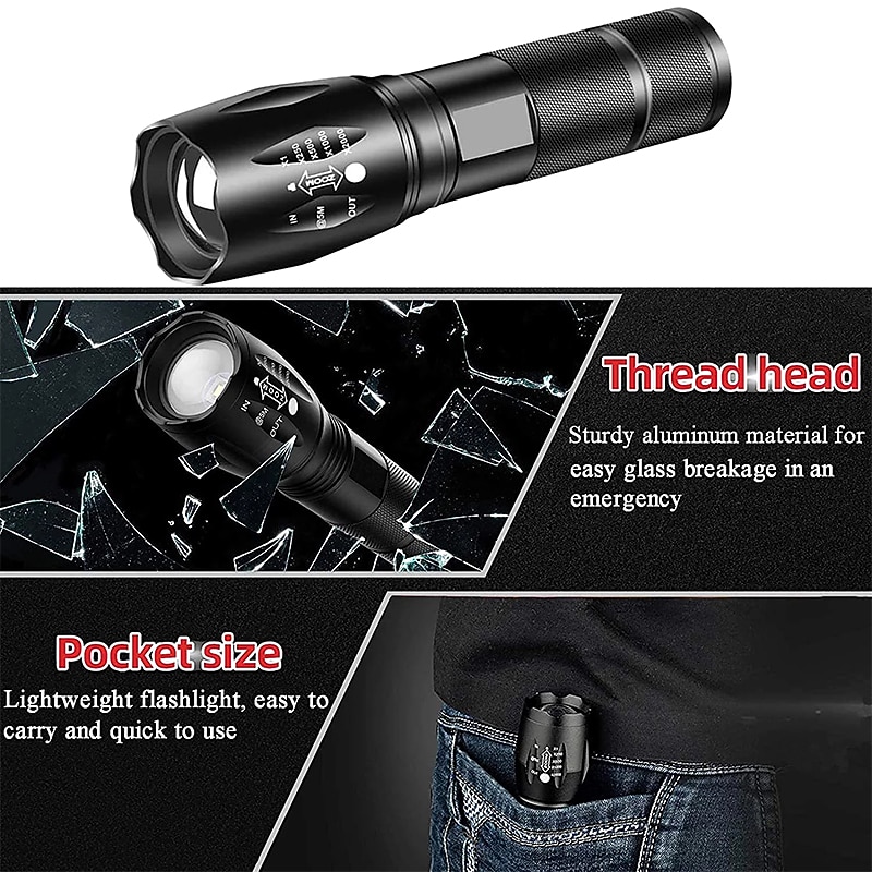 LED Tactical Flashlight T6 Super Bright Portable Torch Aluminum Alloy USB Rechargeable Outdoor Camping Tactical Flash Light 2026 - $14.49 –P3