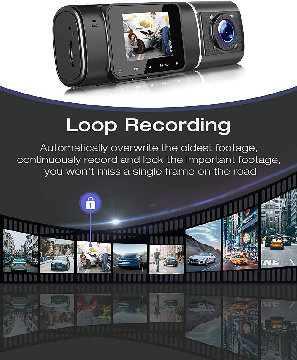 Dual Dash Cam with 64GB Micro SD Card, 1080P Front and Inside Dash Camera for Cars IR Night Vision Car Camera for Taxi Parking Monitor HDR Motion Detection Suction Cup 2025 - $65.99 –P11