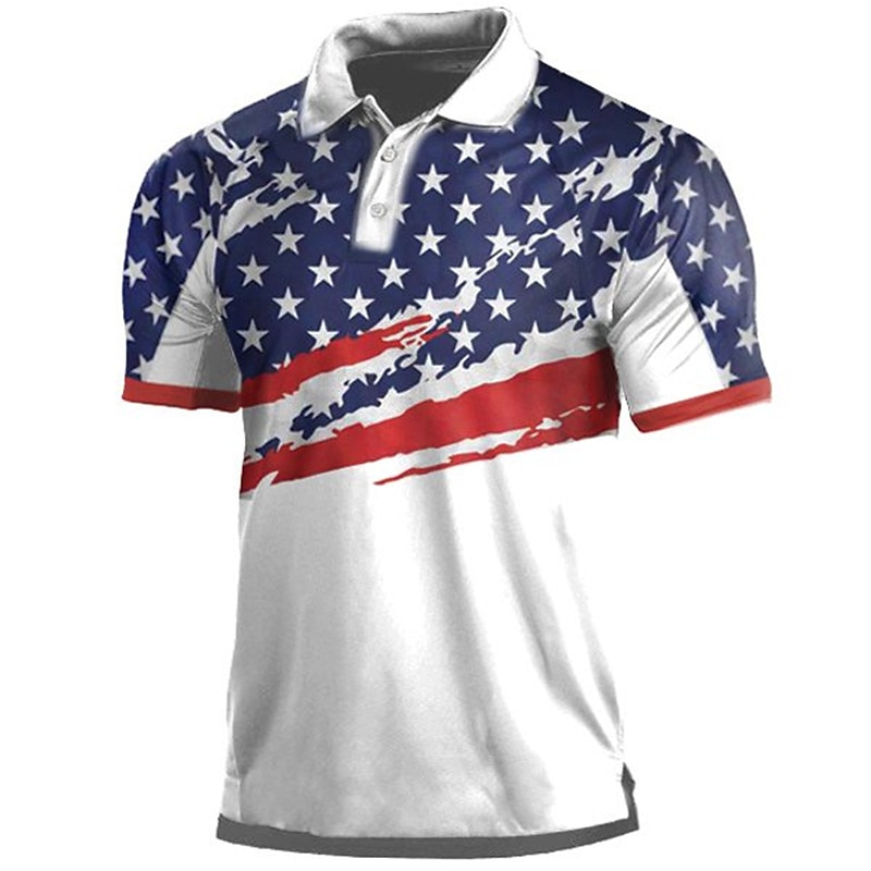 Per uomo Bandiera Americana Veterani Polo Maglia da golf Manica Corta Magliette polo Camicie con Colletto Casual Abbigliamento casual alla moda Abbigliamento da vacanza Abiti da festa Bottoni Stampa del 2025 a $22.99 –P1