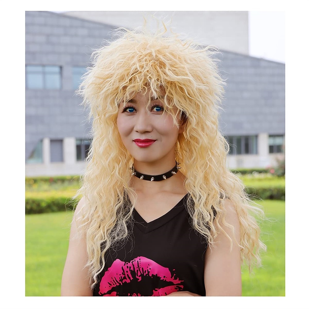 Funny mens Carnival costume Wig Mens 70s 80s Long Curly Black Rocker Costume Wig Halloween Wigs 2025 - $21.99 –P13