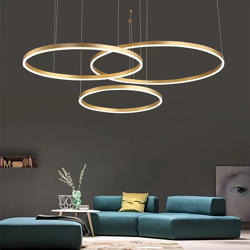 moderna lampada a sospensione a led, lampadario a 3 anelli dimmerabile con telecomando lampada a sospensione circolare per camera da letto cucina isola soggiorno sala da pranzo foyer del 2025 a $499.99 –P4
