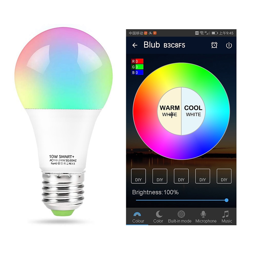 6pcs 4pcs 2pcs10W WiFi Smart LED Light Bulb Work with Alexa & Google Dimmable A19 A60 E26 E27 RGBCCT Color Changing No Hub Required 2025 - $24.99 –P8