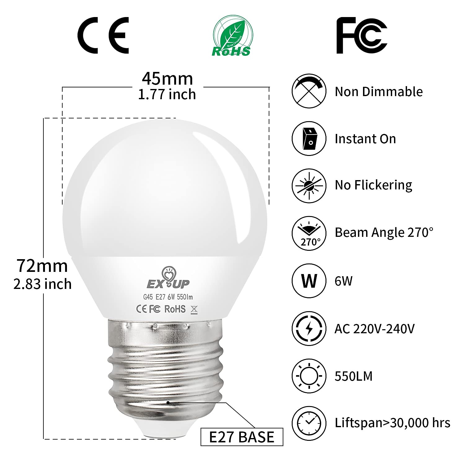 12 τεμ. 6w λάμπα led globe 600lm e27 e26 g45 20 χάντρες led smd 2835 60w ισοδύναμο αλογόνου ζεστό ψυχρό λευκό 110-240v 2025 - $19.99 –P1