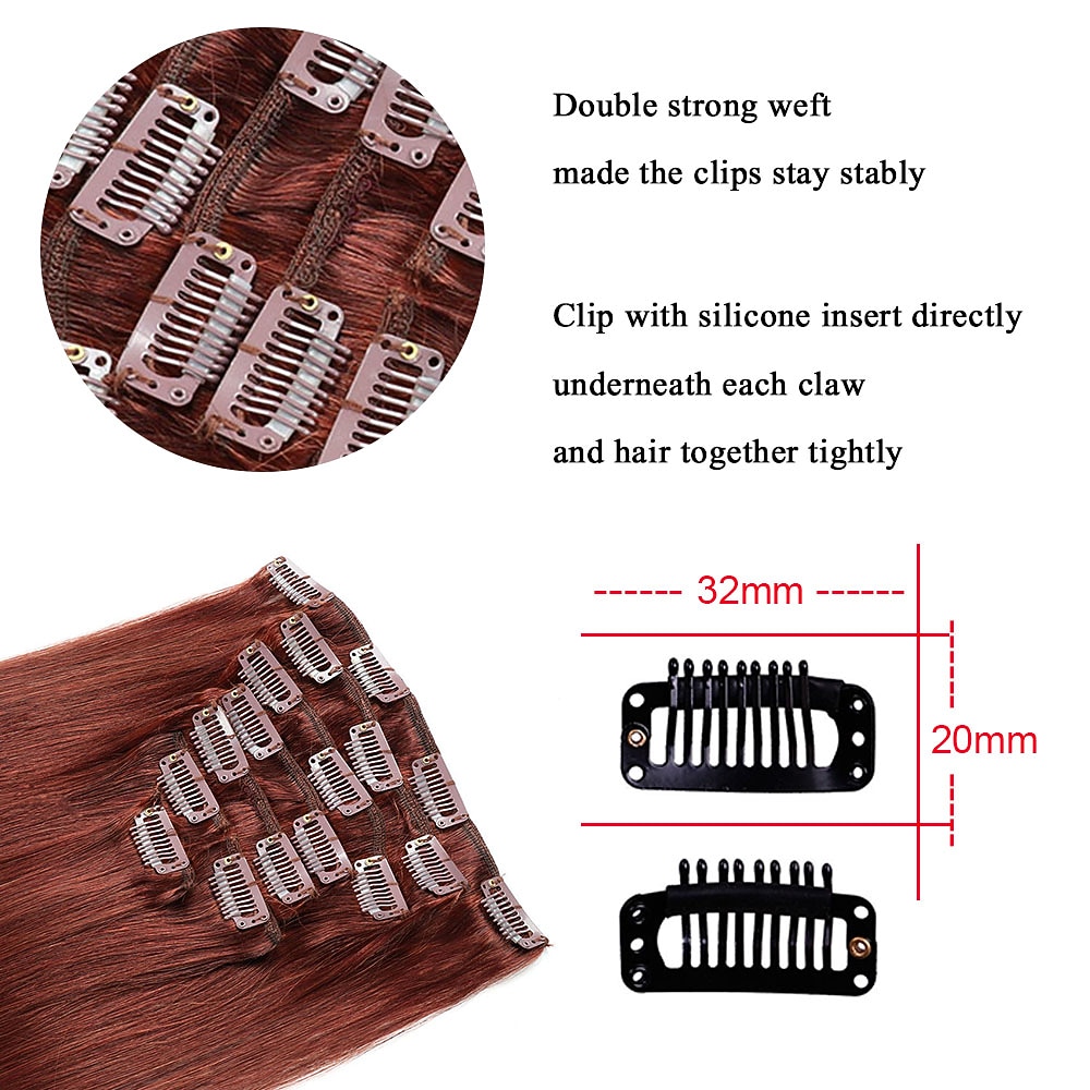 Clip In Hair Extensions Human Hair 8pcs Pack Straight Natural Color Hair Extensions 2025 - $105.99 –P3