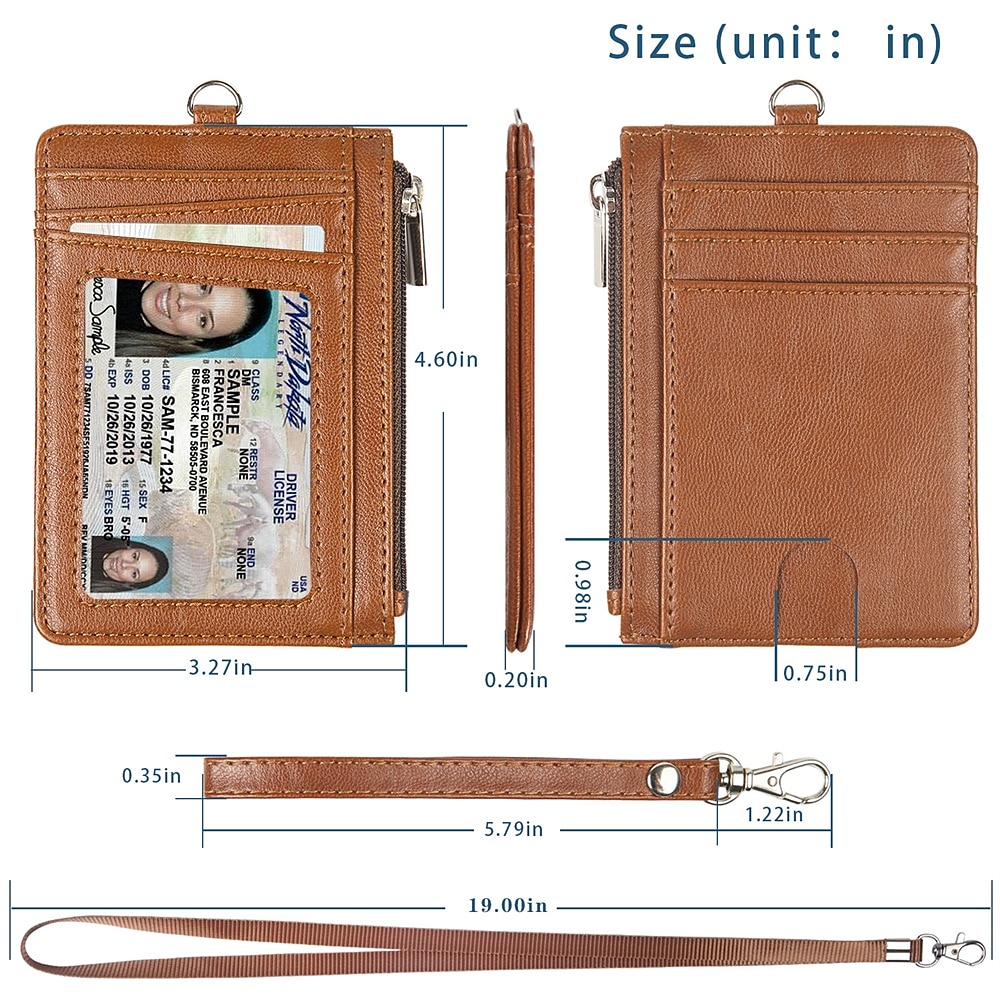 Leather Credit Card Holder Men Women Rfid Business ID Badge Case Porte Bus Card Pass Name Card Cover Slim Wallet With Lanyard 2025 - $18.99 –P12